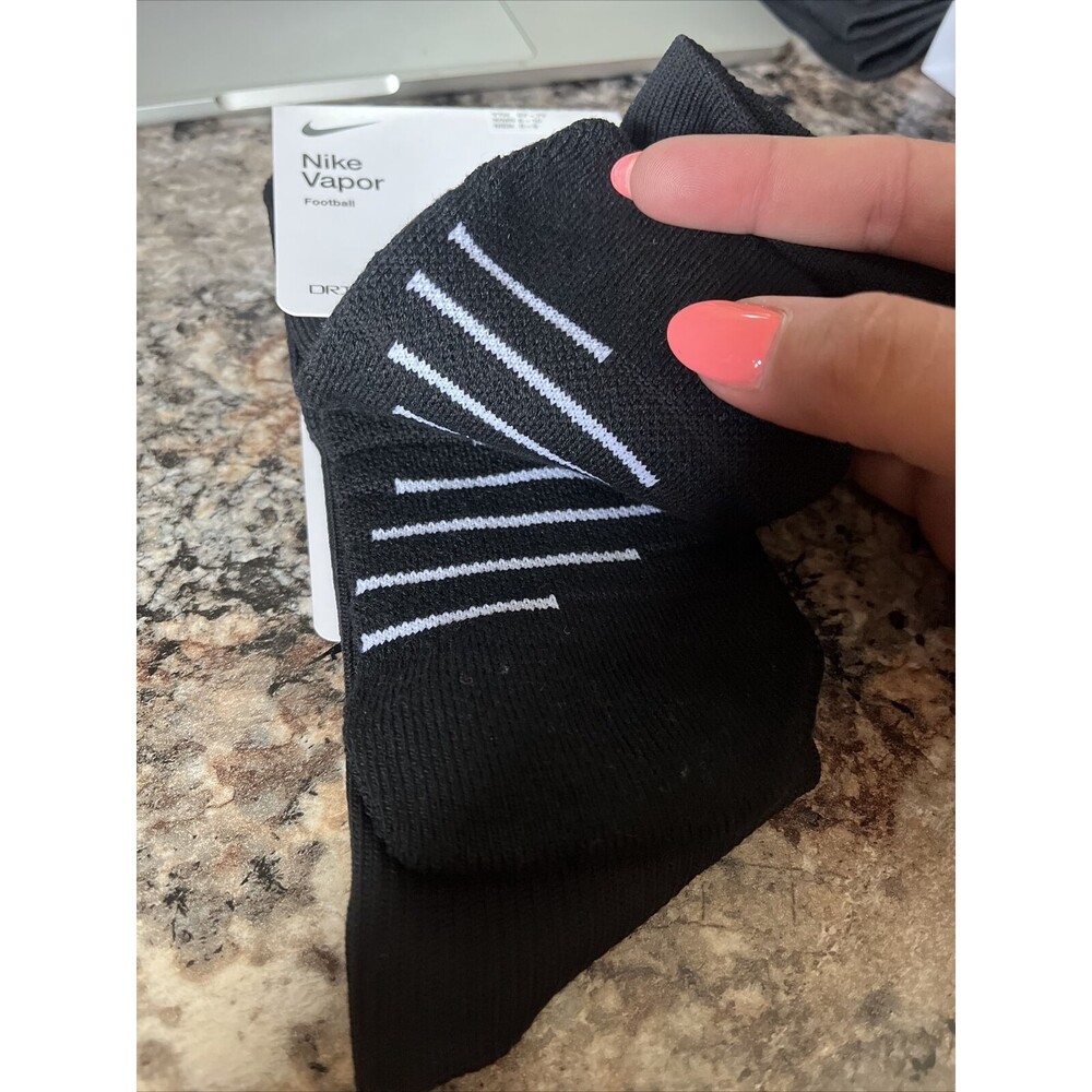 Nike Vapor Football Black Crew Socks, Men's Shoe Size 6-8 M, Youth 5Y-7Y - Picture 3 of 8